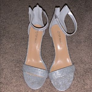 silver high heels
